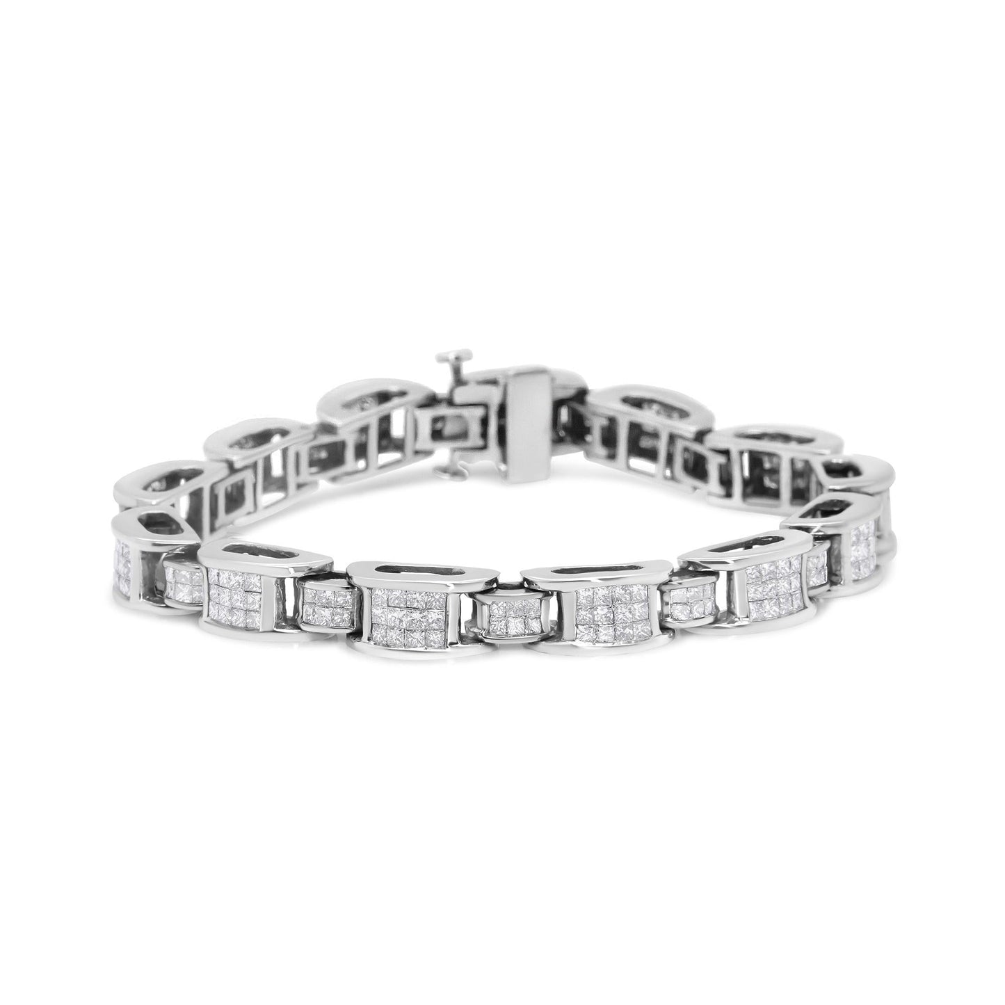 14K White Gold 5.0 Cttw Princess Cut Diamond Invisible Set Alternating - The Sparkling Squirrels & Co.