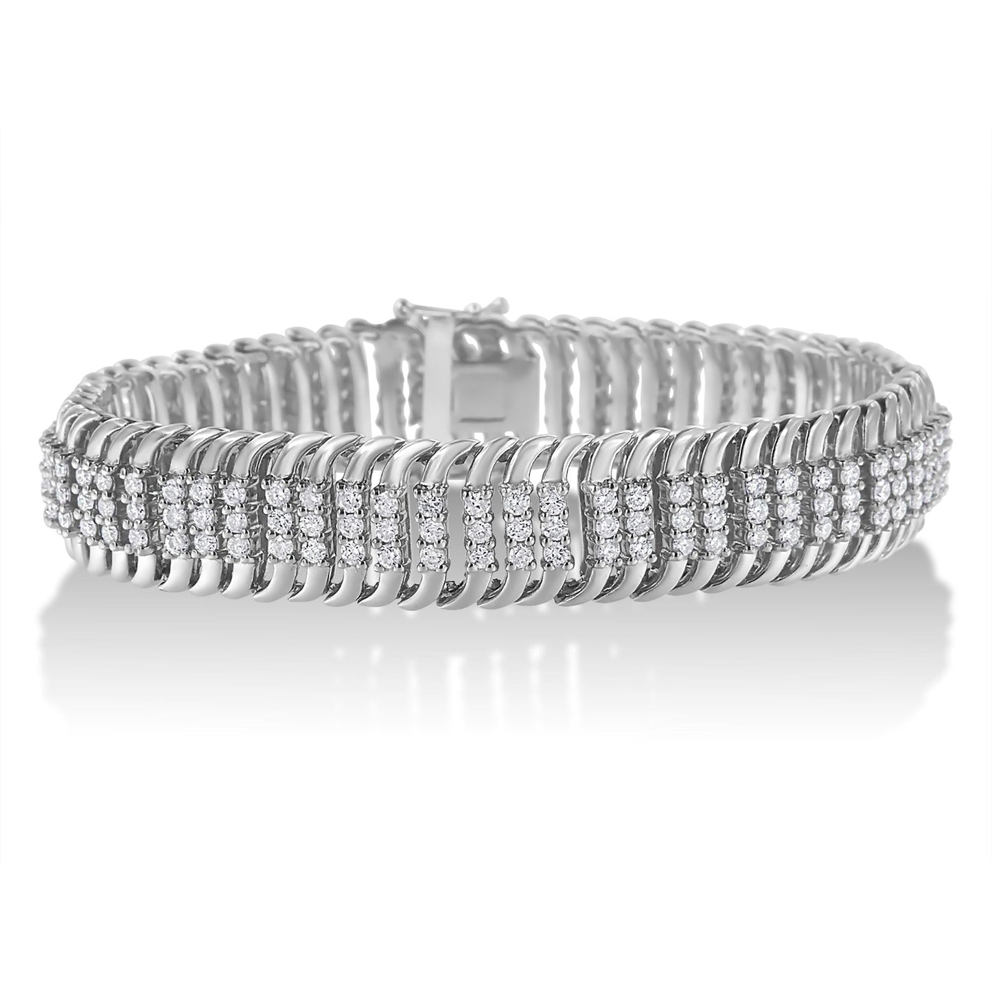 14K White Gold 5.0 Cttw Round Brilliant Cut Diamond 7" S Wave Serpenti - The Sparkling Squirrels & Co.