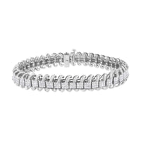 14K White Gold 5.0 Cttw Princess Cut Diamond 7" Invisible Set Wavy S-Link Tennis Bracelet (G-H Color, SI1-SI2 Clarity) - The Sparkling Squirrels & Co.