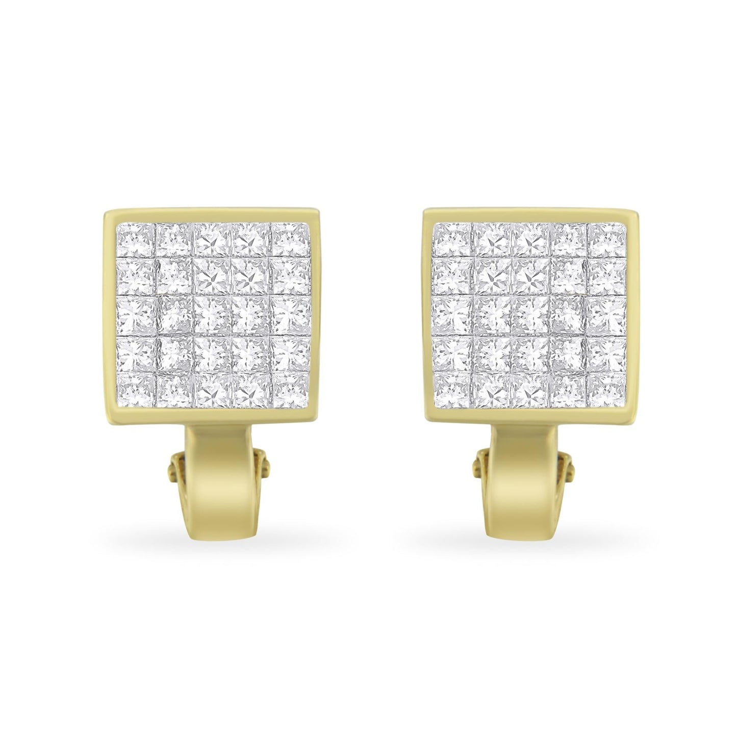 14K Yellow Gold 3-1/5 Cttw Princess Cut Diamond ¾ Square Invisible Set - The Sparkling Squirrels & Co.