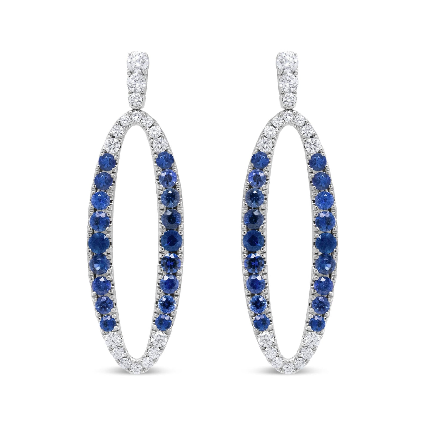 18K White Gold 1.11 Cttw Blue Round Diamond and Blue Sapphire Openwork - The Sparkling Squirrels & Co.