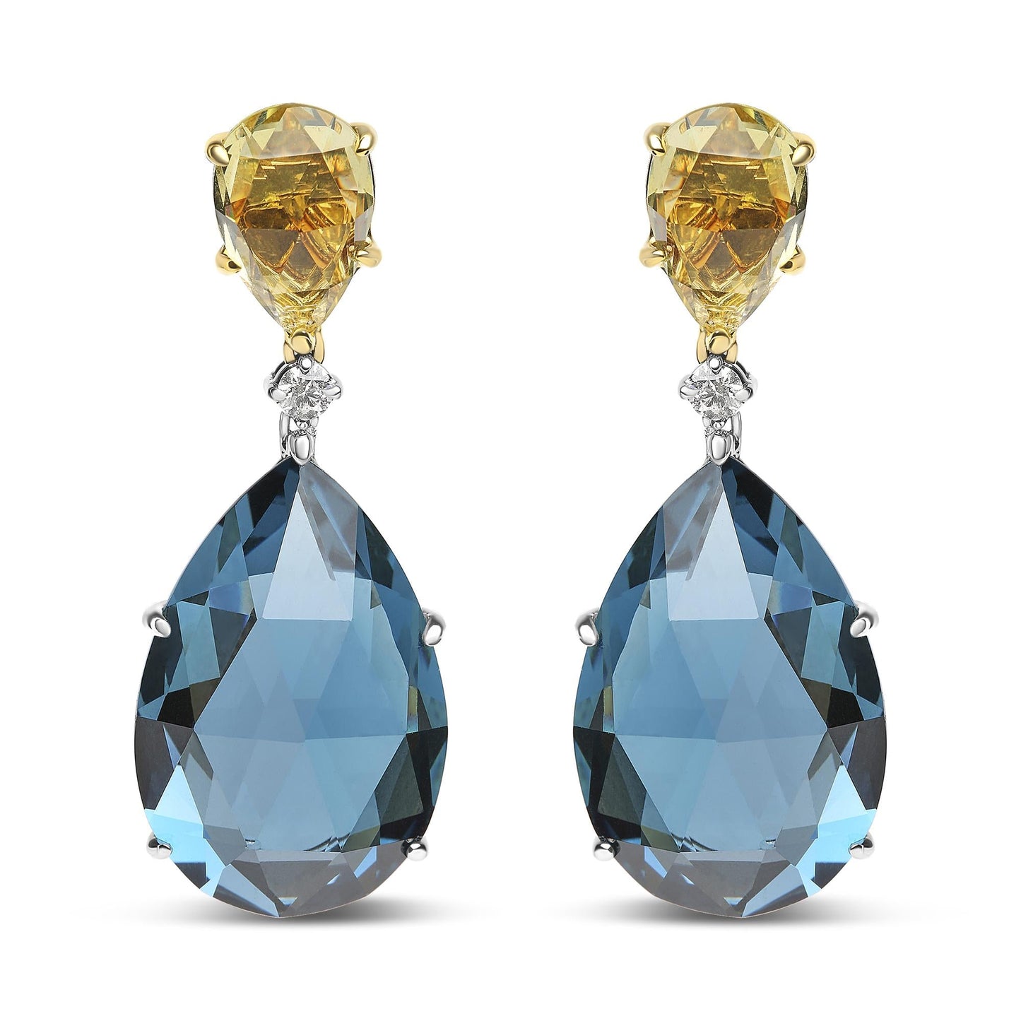 18K White and Yellow Gold 1/5 Cttw Diamond with Pear Cut Lemon Quartz - The Sparkling Squirrels & Co.