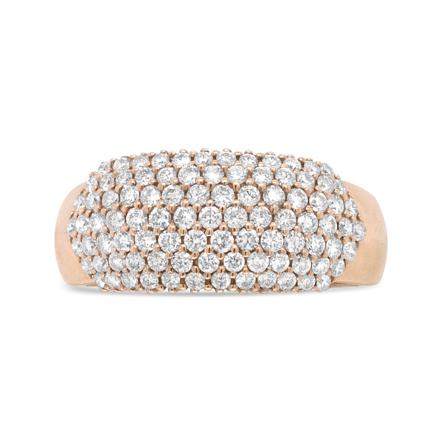 Rose Gold Diamond Wedding Band – Multi-Row Dome Design, 1.00 CTTW