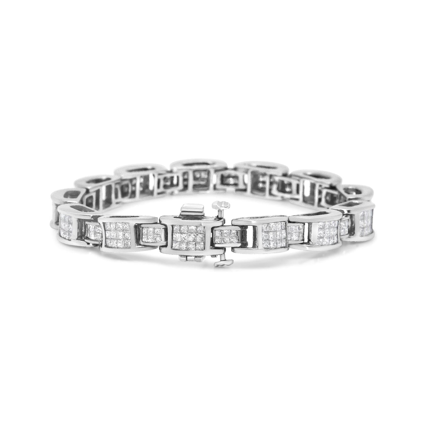 14K White Gold 5.0 Cttw Princess Cut Diamond Invisible Set Alternating - The Sparkling Squirrels & Co.