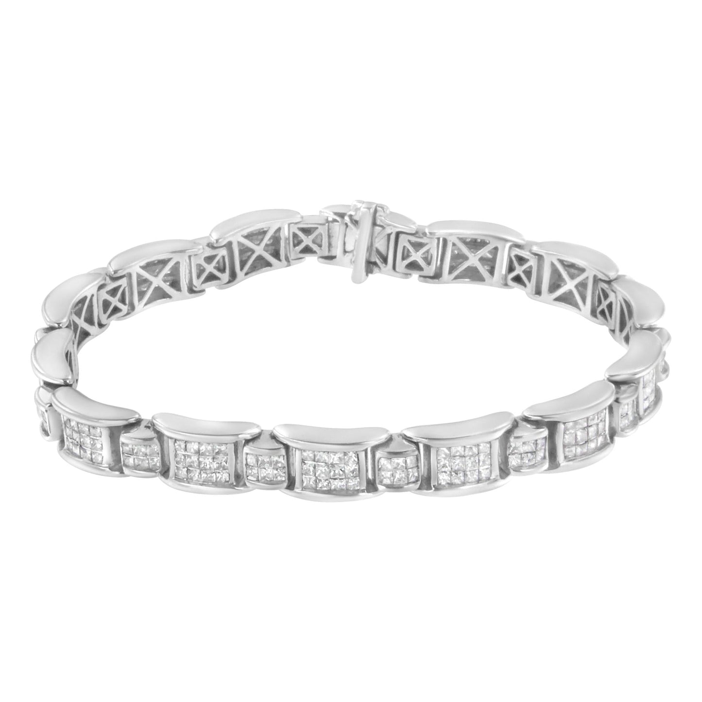 14K White Gold 5.0 Cttw Princess-Cut Diamond Rectangular Alternating S - The Sparkling Squirrels & Co.