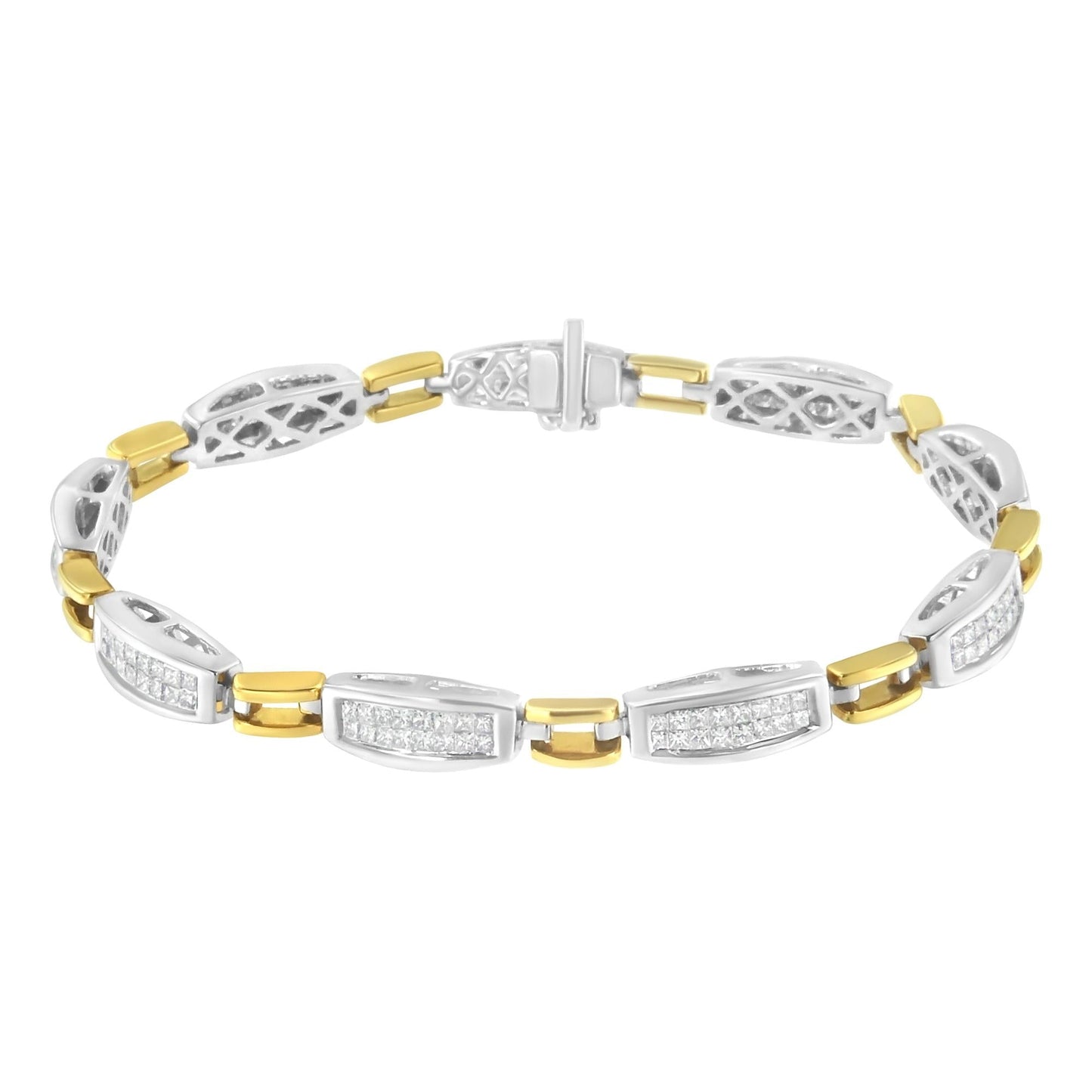 14K Yellow and White Gold 2.0 Cttw Princess Cut Diamond Tapered and - The Sparkling Squirrels & Co.