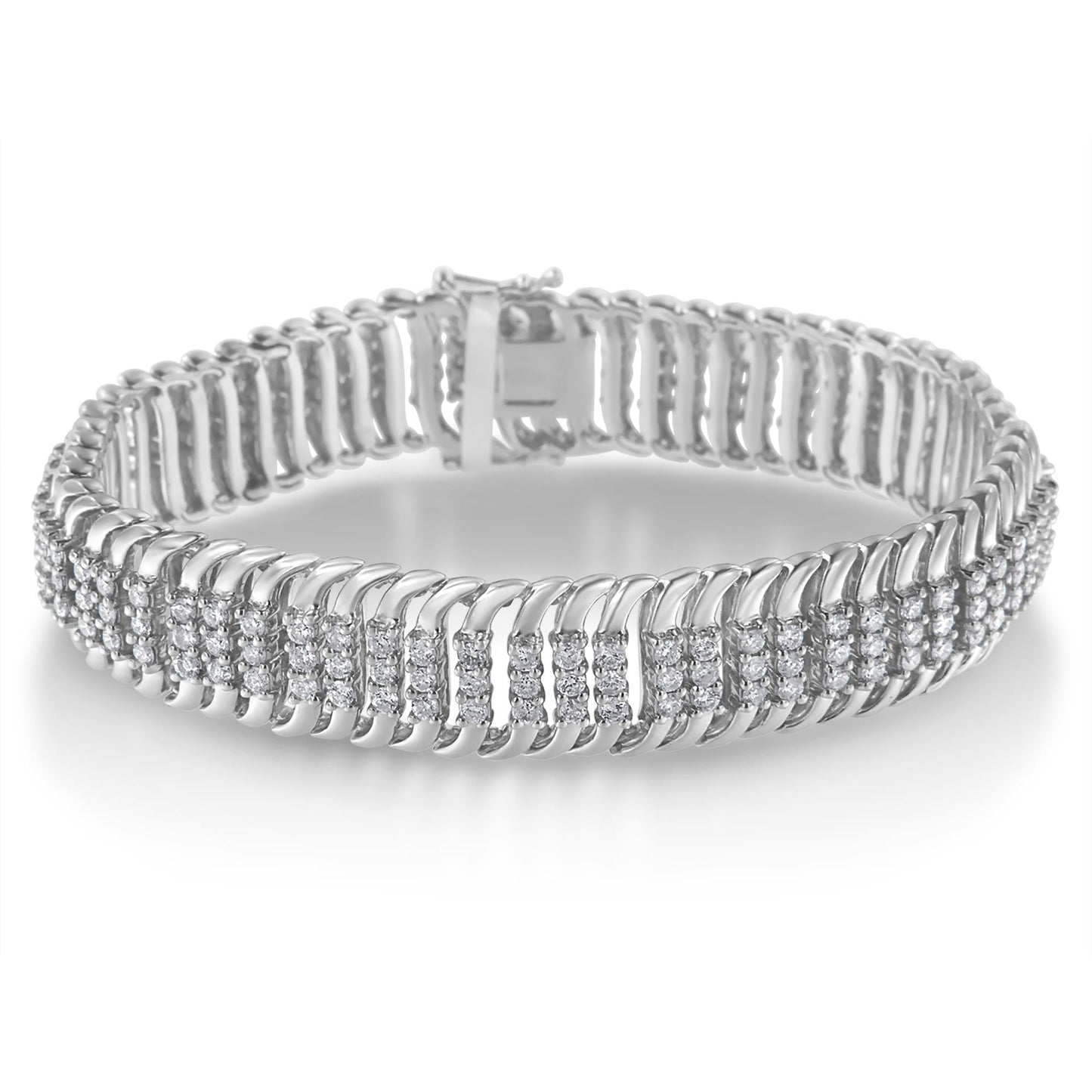14K White Gold 5.0 Cttw Round Brilliant Cut Diamond 7" S Wave Serpenti - The Sparkling Squirrels & Co.