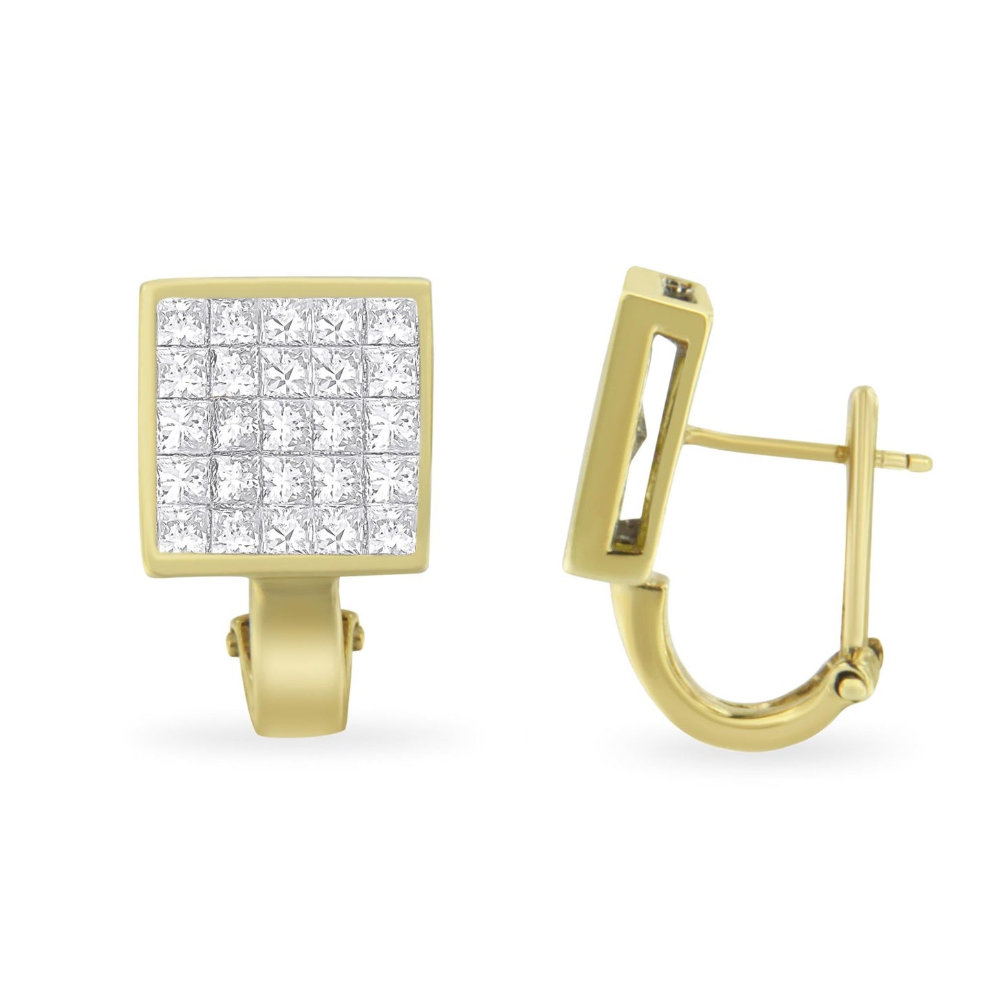 14K Yellow Gold 3-1/5 Cttw Princess Cut Diamond ¾ Square Invisible Set - The Sparkling Squirrels & Co.