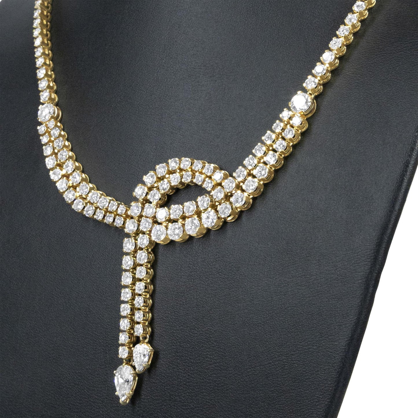14k Yellow Gold 17.0 Cttw Diamond Double Row Lariat 18" Inch Tennis - The Sparkling Squirrels & Co.
