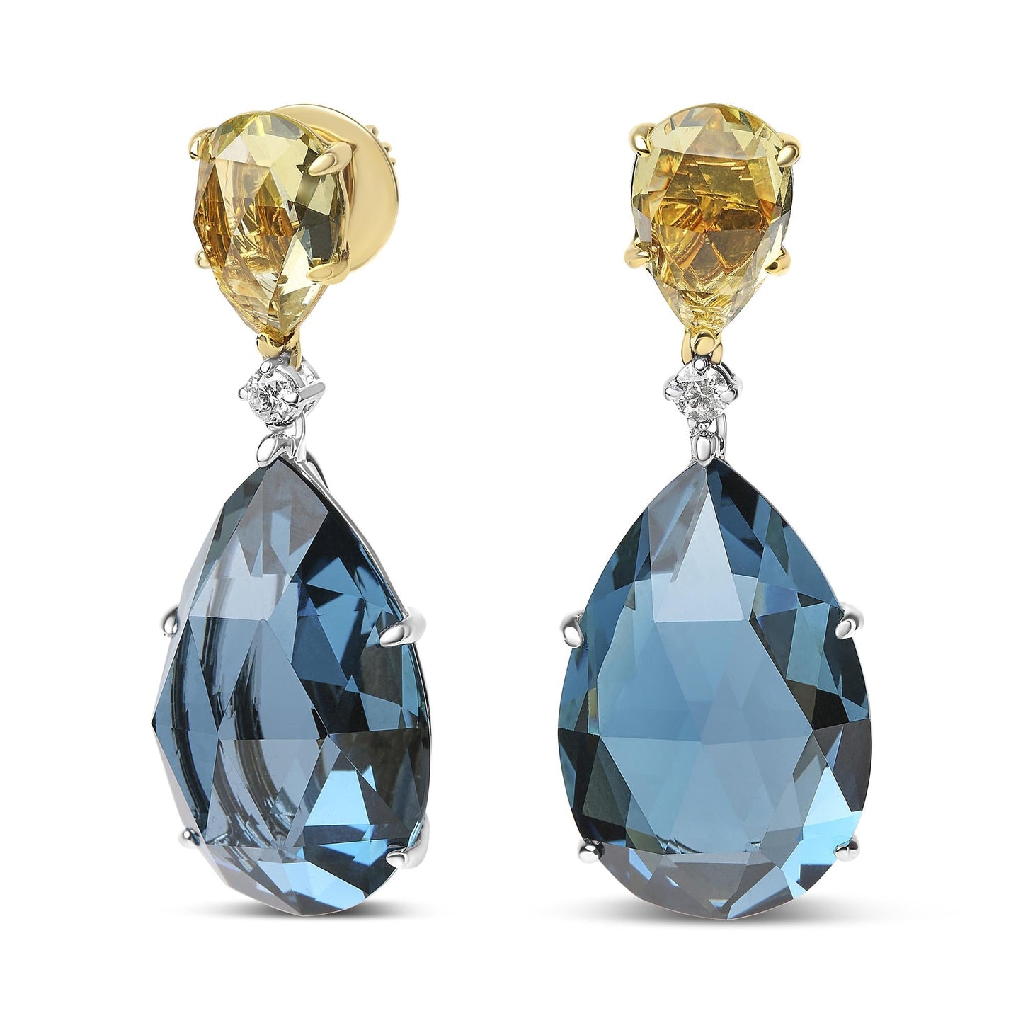 18K White and Yellow Gold 1/5 Cttw Diamond with Pear Cut Lemon Quartz - The Sparkling Squirrels & Co.