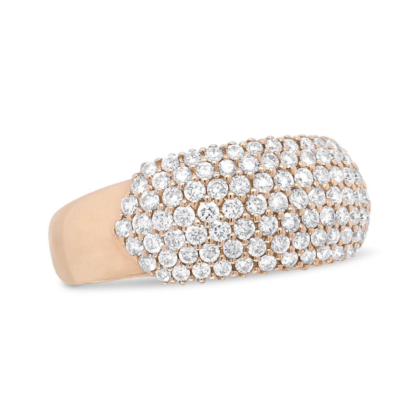 Rose Gold Diamond Wedding Band – Multi-Row Dome Design, 1.00 CTTW