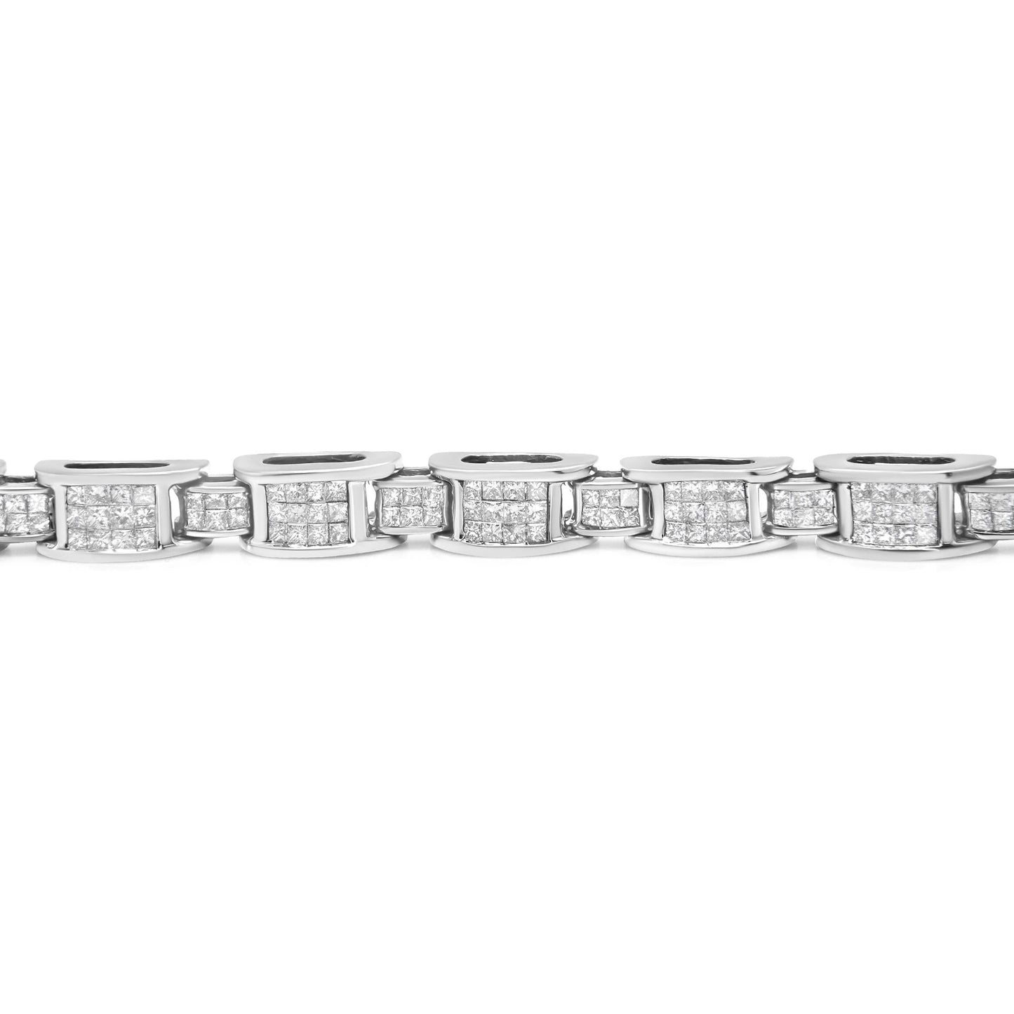 14K White Gold 5.0 Cttw Princess Cut Diamond Invisible Set Alternating - The Sparkling Squirrels & Co.
