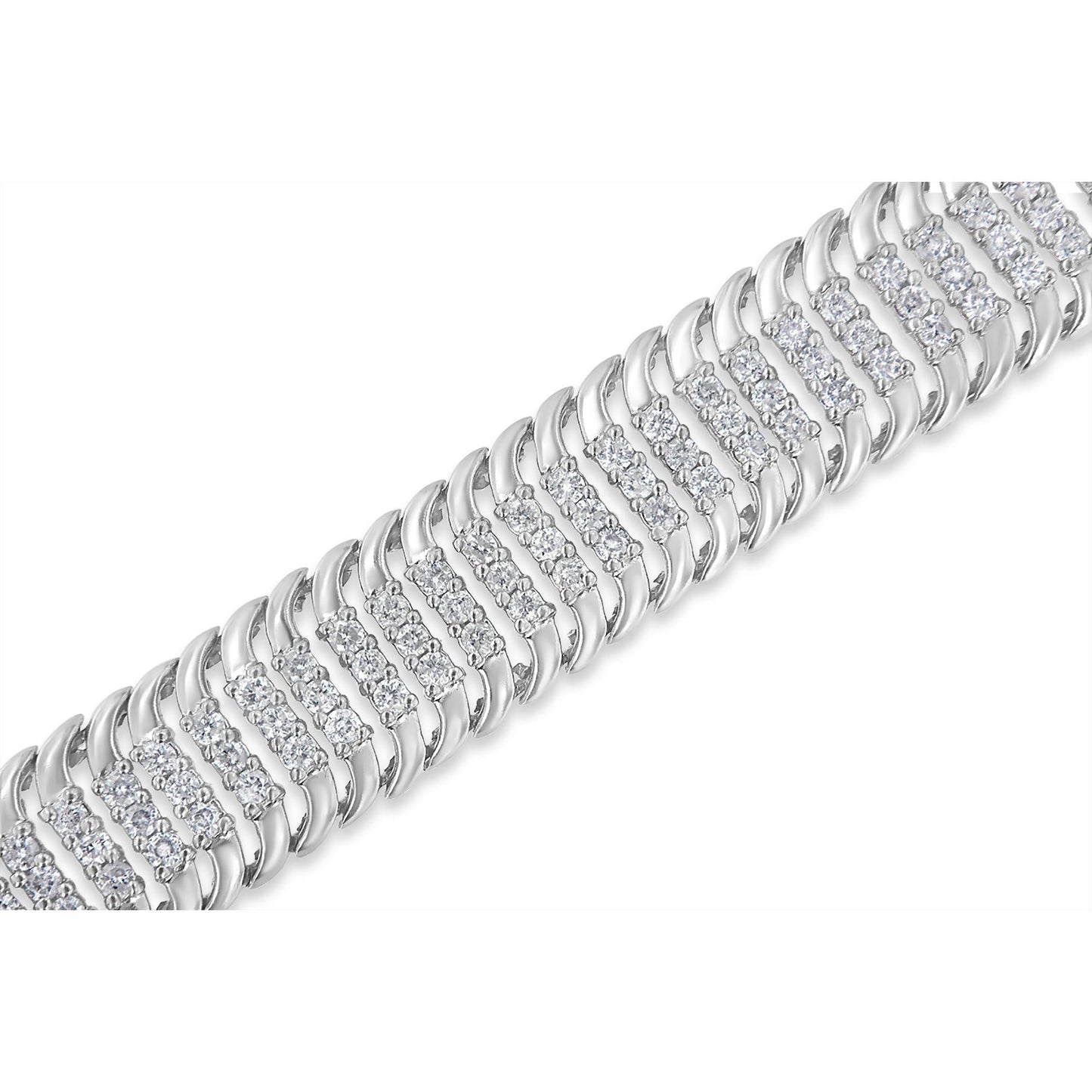 14K White Gold 5.0 Cttw Round Brilliant Cut Diamond 7" S Wave Serpenti - The Sparkling Squirrels & Co.