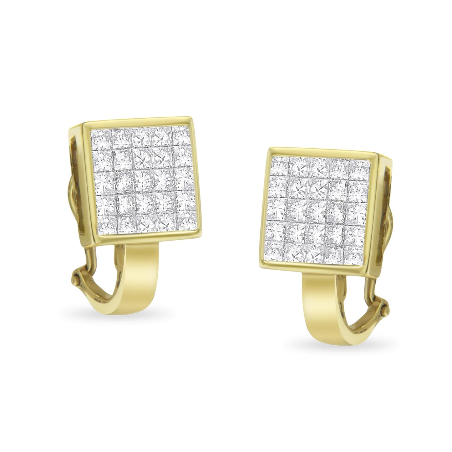 14K Yellow Gold 3-1/5 Cttw Princess Cut Diamond ¾ Square Invisible Set - The Sparkling Squirrels & Co.