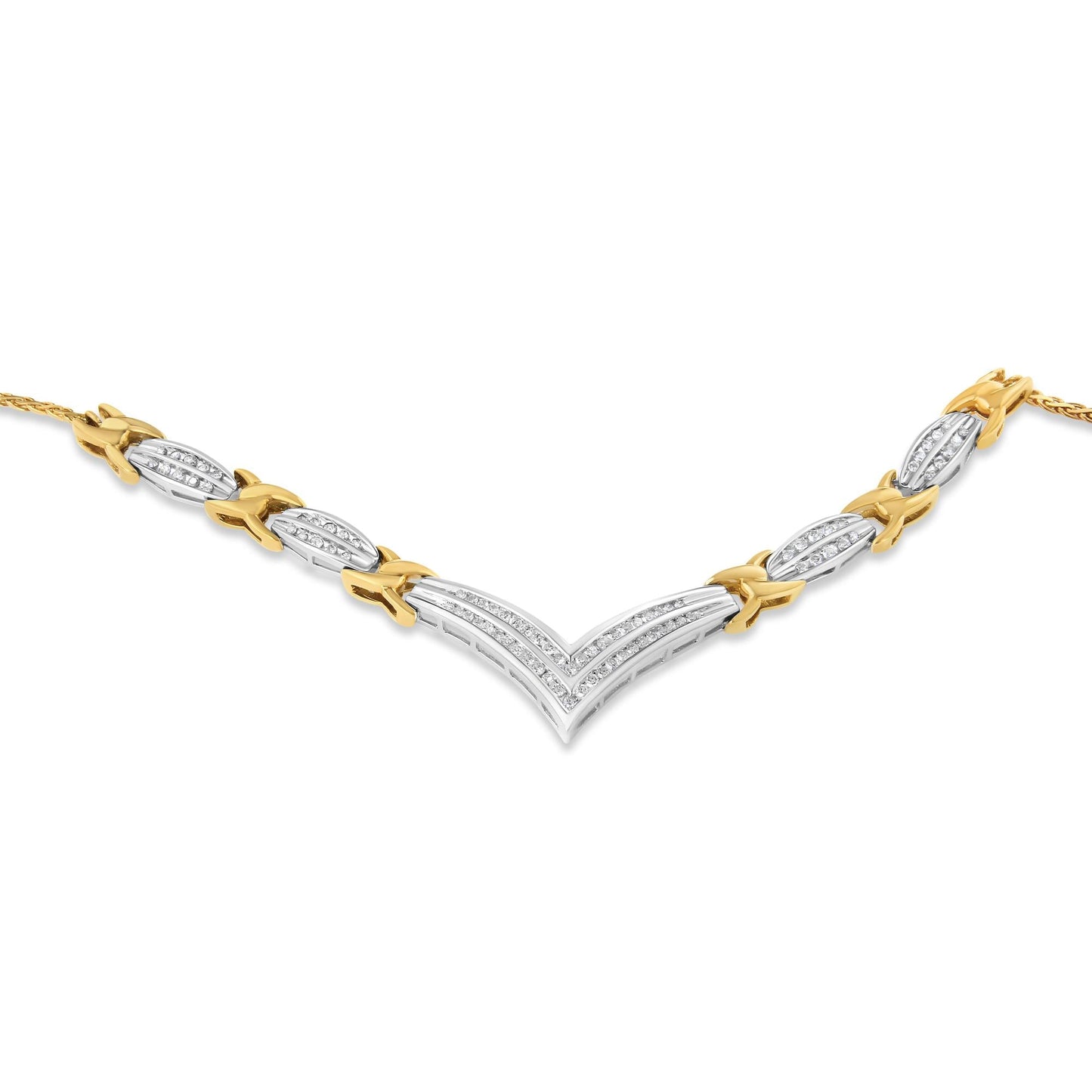 V-Shimmer Dual Gold Diamond Necklace – 1CTTW (I-J/I1-I2)