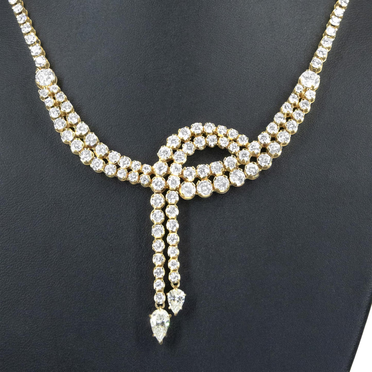 14k Yellow Gold 17.0 Cttw Diamond Double Row Lariat 18" Inch Tennis - The Sparkling Squirrels & Co.