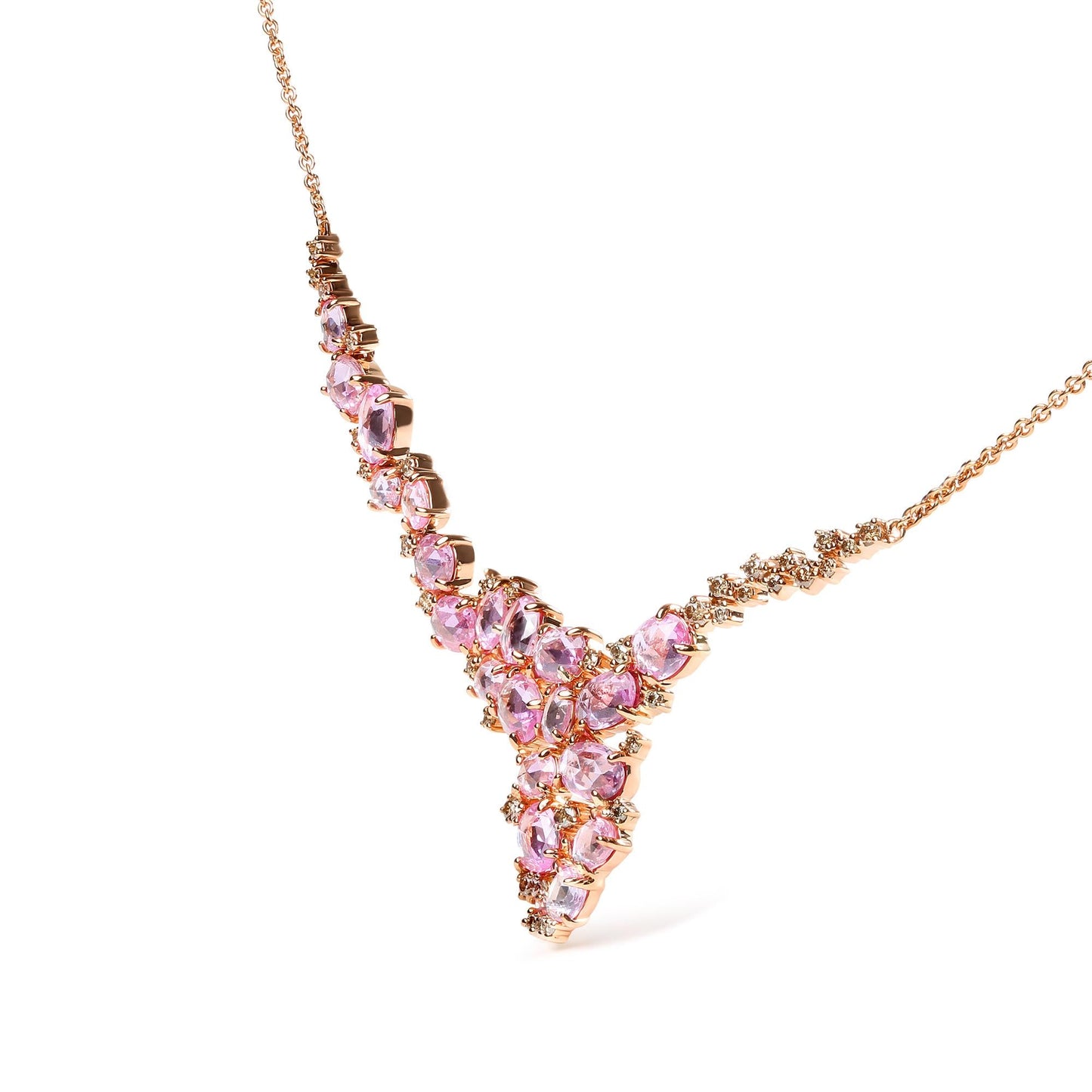 18K Rose Gold 1/2 Cttw Brown Diamond and Multi-Size Oval Pink Sapphire - The Sparkling Squirrels & Co.