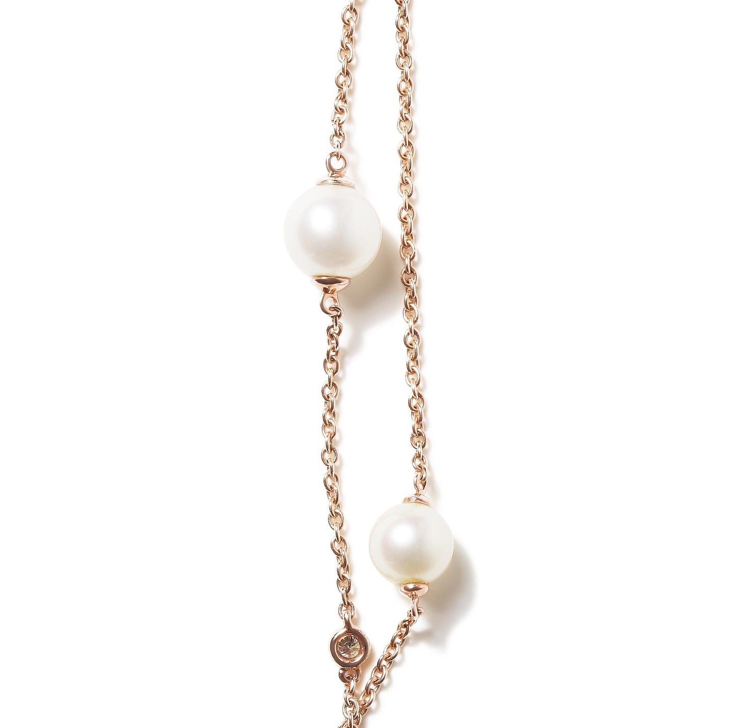 18K Rose Gold 1/2 Cttw Diamond and Freshwater Pearl Double Strand Stat - The Sparkling Squirrels & Co.