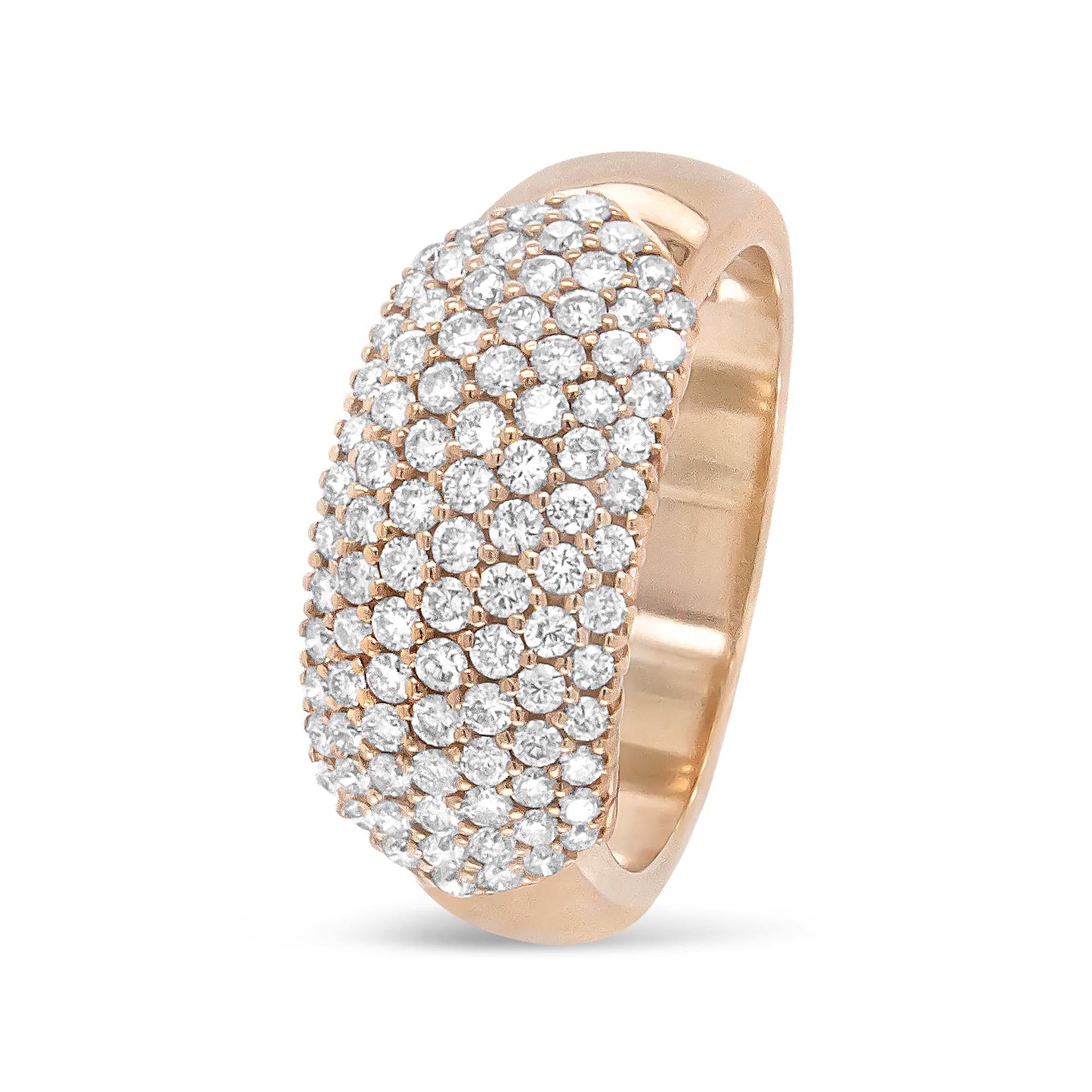 Rose Gold Diamond Wedding Band – Multi-Row Dome Design, 1.00 CTTW
