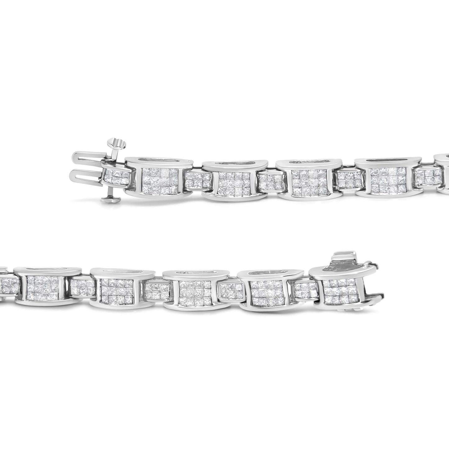 14K White Gold 5.0 Cttw Princess Cut Diamond Invisible Set Alternating - The Sparkling Squirrels & Co.