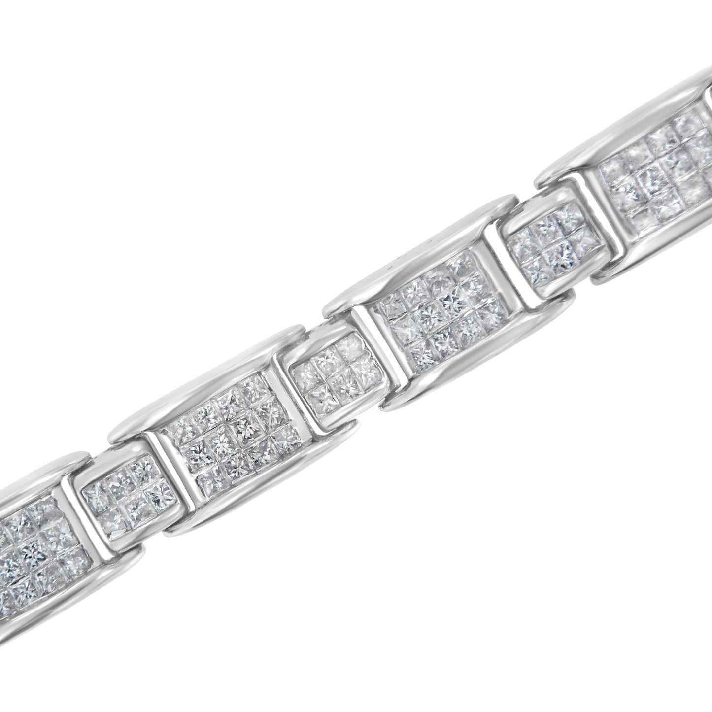 14K White Gold 5.0 Cttw Princess-Cut Diamond Rectangular Alternating S - The Sparkling Squirrels & Co.