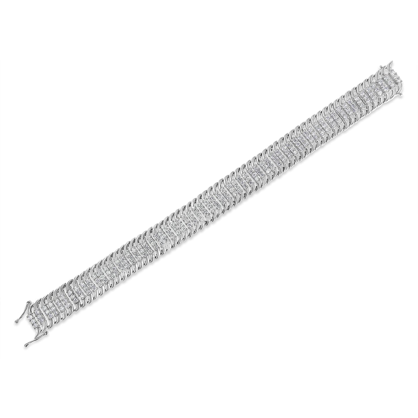 14K White Gold 5.0 Cttw Round Brilliant Cut Diamond 7" S Wave Serpenti - The Sparkling Squirrels & Co.