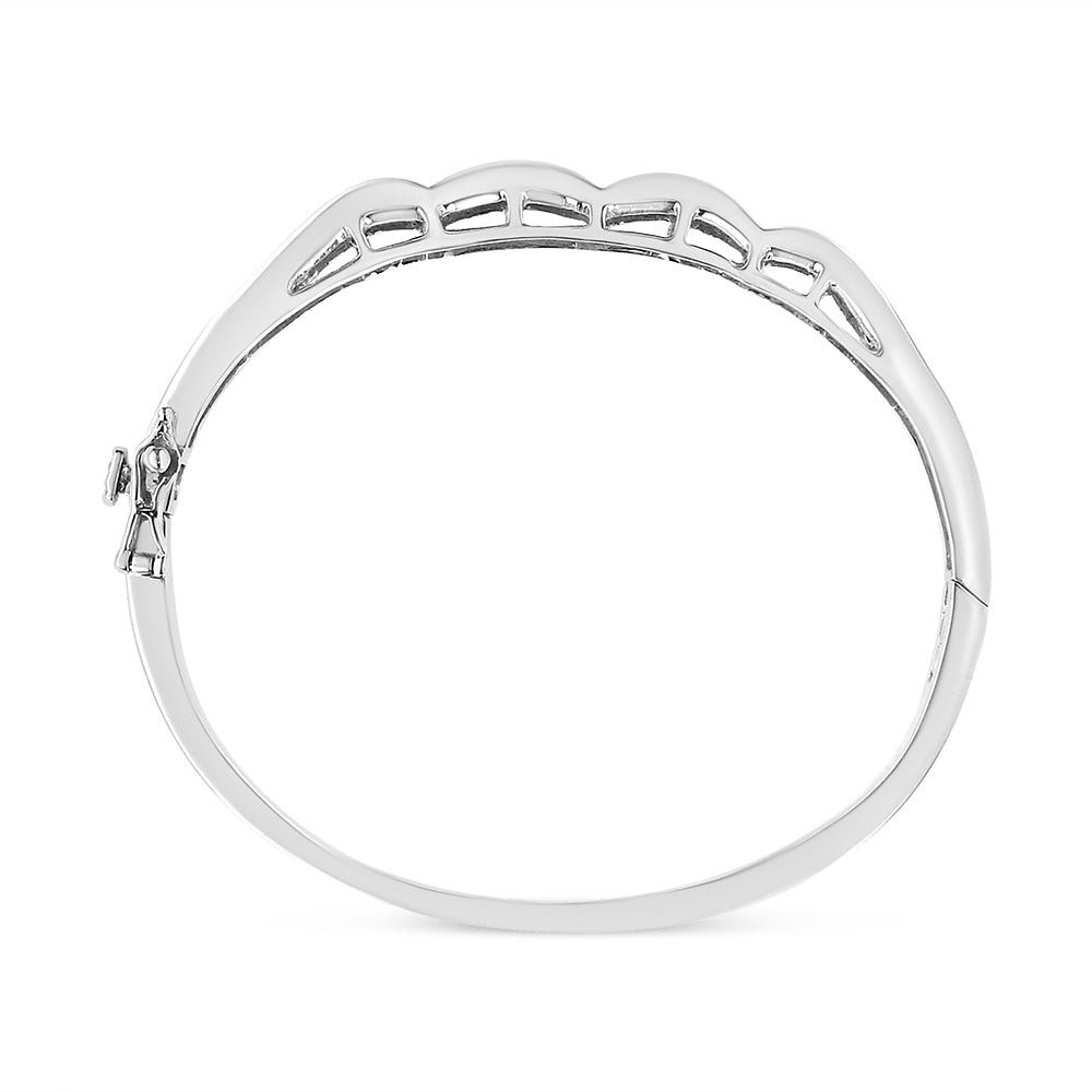 14K White Gold 3 1/3 Cttw Invisible Set Princess-Cut Diamond Wave Bang - The Sparkling Squirrels & Co.