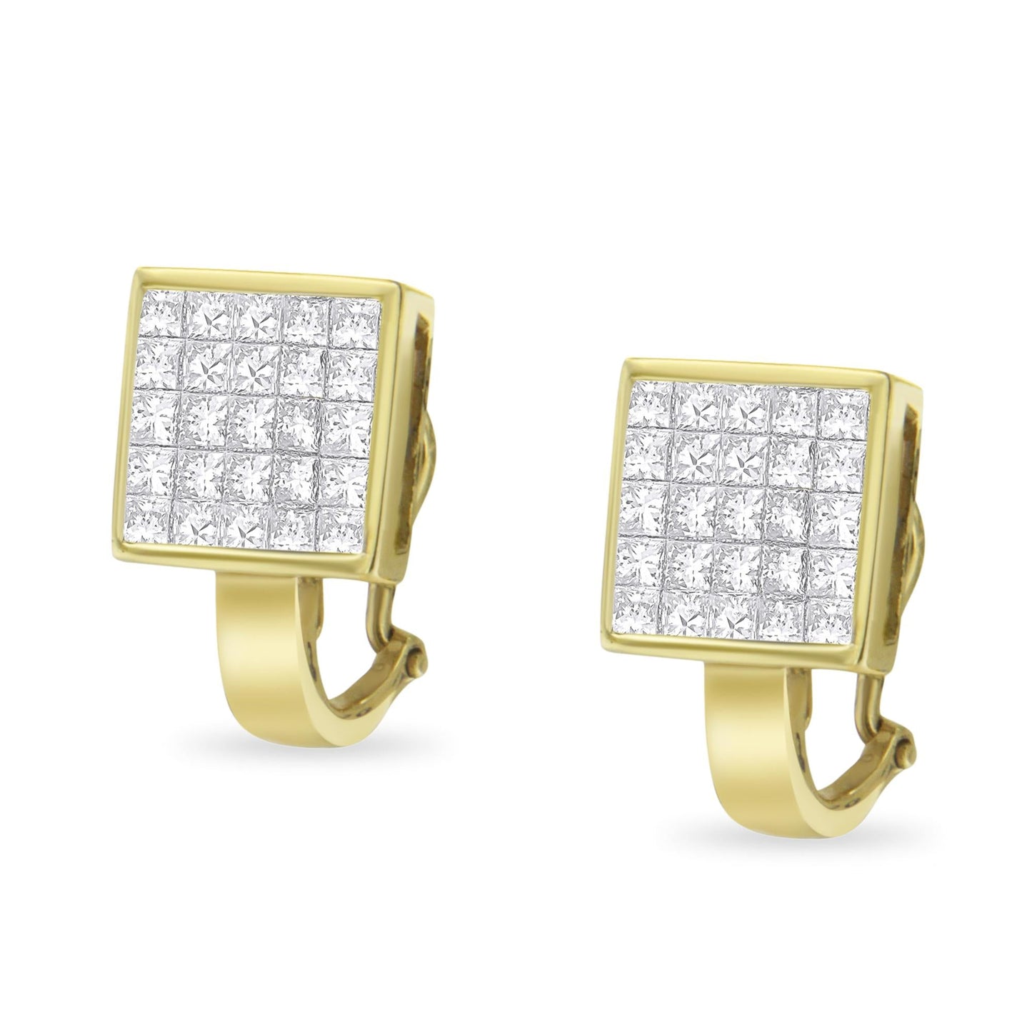 14K Yellow Gold 3-1/5 Cttw Princess Cut Diamond ¾ Square Invisible Set - The Sparkling Squirrels & Co.