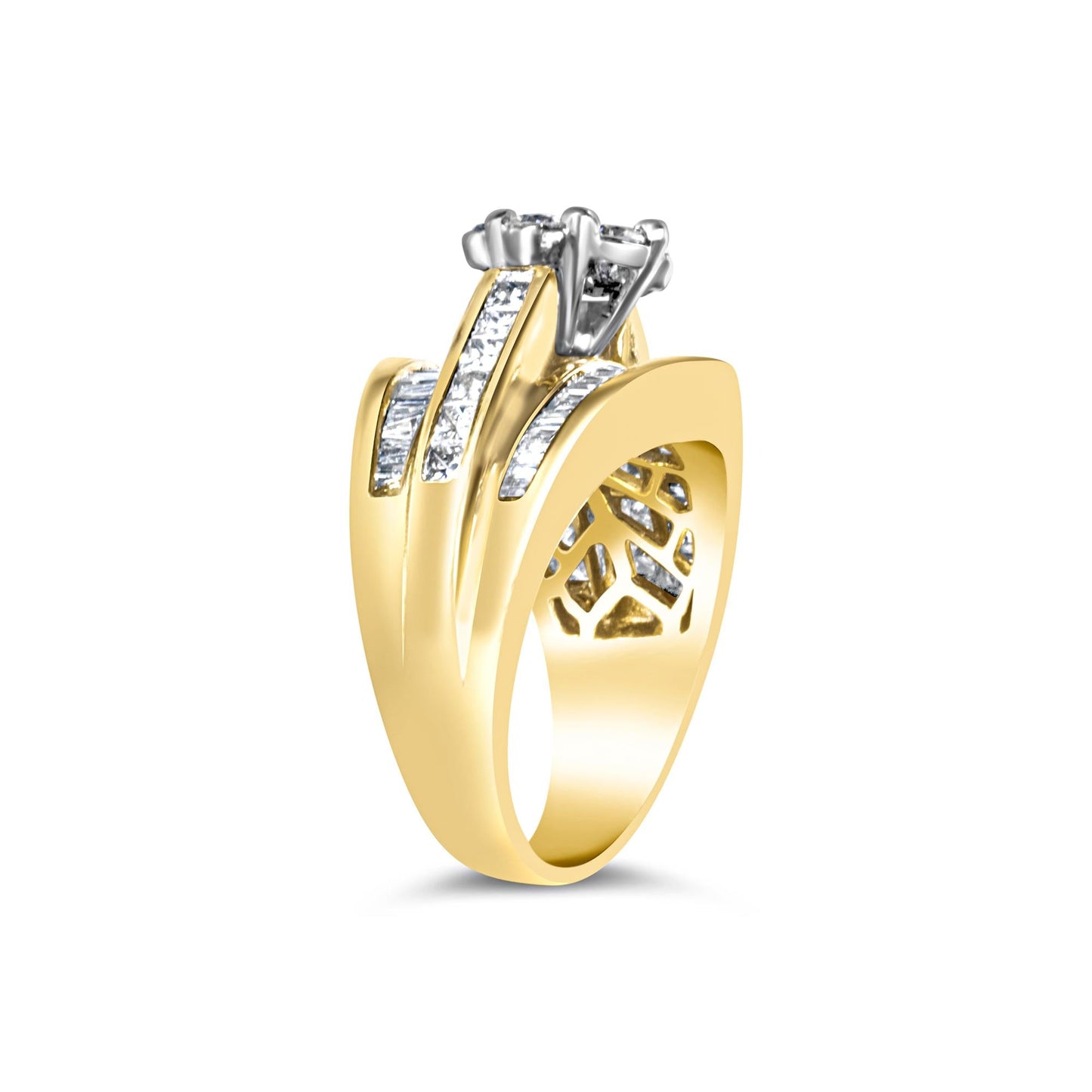 14K Yellow Gold 2-1/3 Cttw Diamond Cluster Channel Set Chevron Shaped - The Sparkling Squirrels & Co.