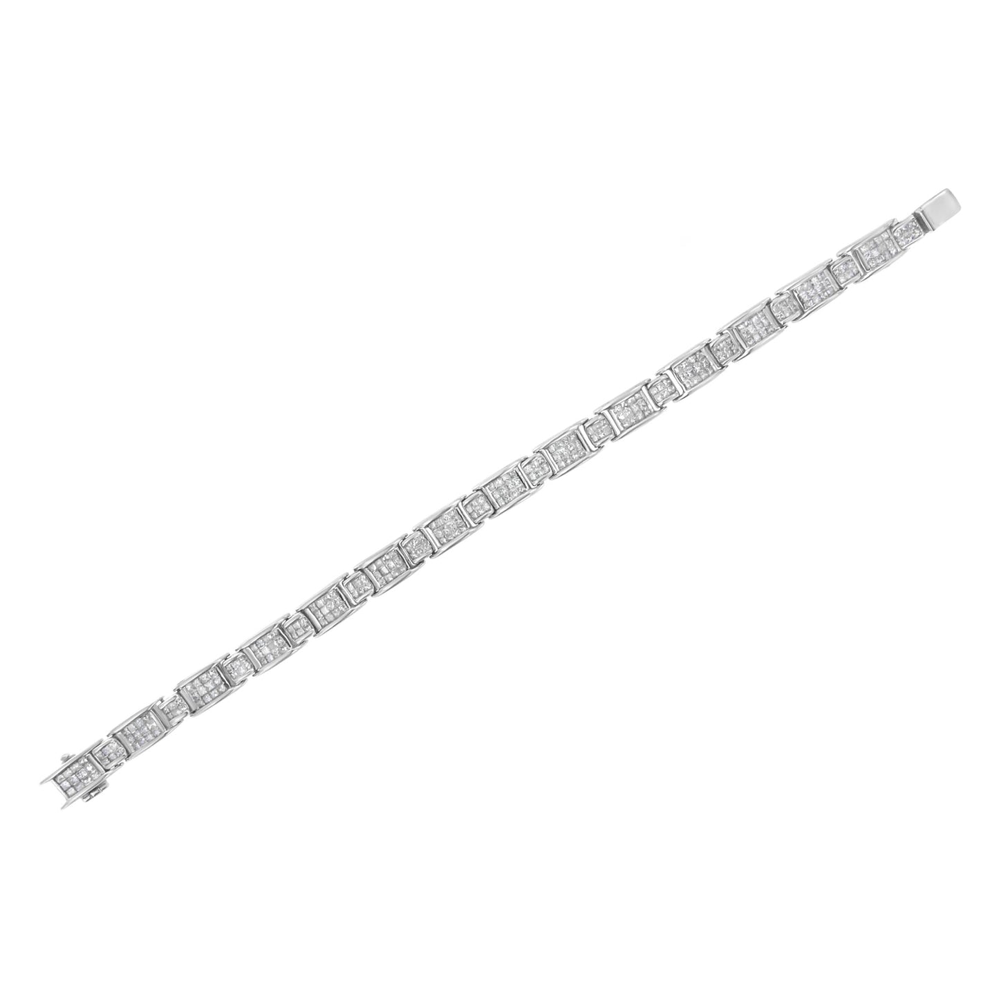 14K White Gold 5.0 Cttw Princess-Cut Diamond Rectangular Alternating S - The Sparkling Squirrels & Co.