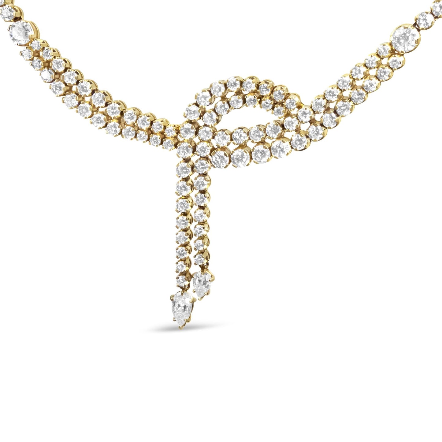 14k Yellow Gold 17.0 Cttw Diamond Double Row Lariat 18" Inch Tennis - The Sparkling Squirrels & Co.