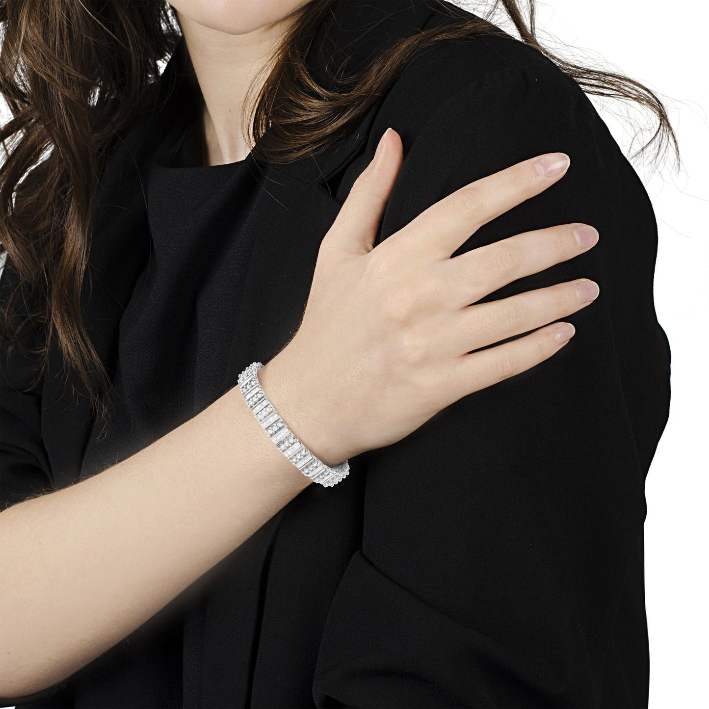 14K White Gold 4 7/8 cttw Baguette & Round Brilliant-Cut Diamond Chann - The Sparkling Squirrels & Co.