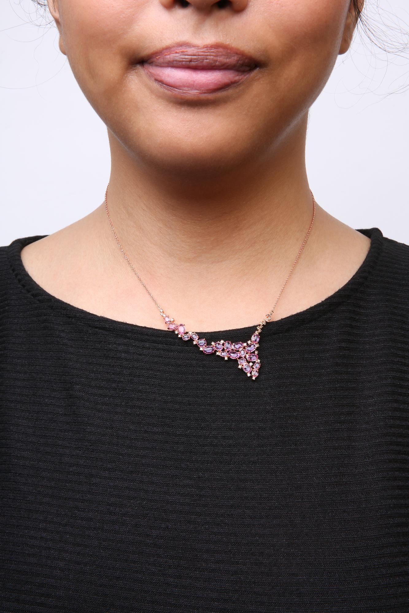 18K Rose Gold 1/2 Cttw Brown Diamond and Multi-Size Oval Pink Sapphire - The Sparkling Squirrels & Co.