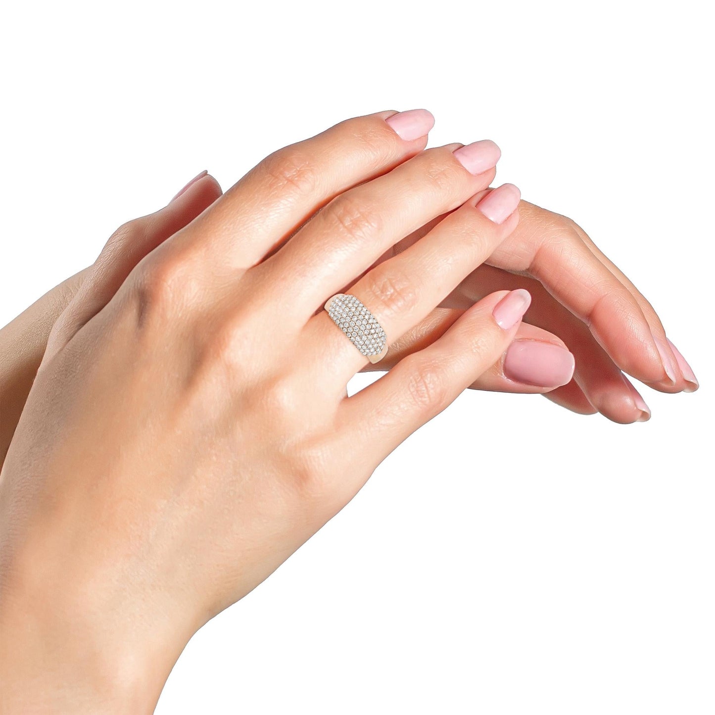 Rose Gold Diamond Wedding Band – Multi-Row Dome Design, 1.00 CTTW