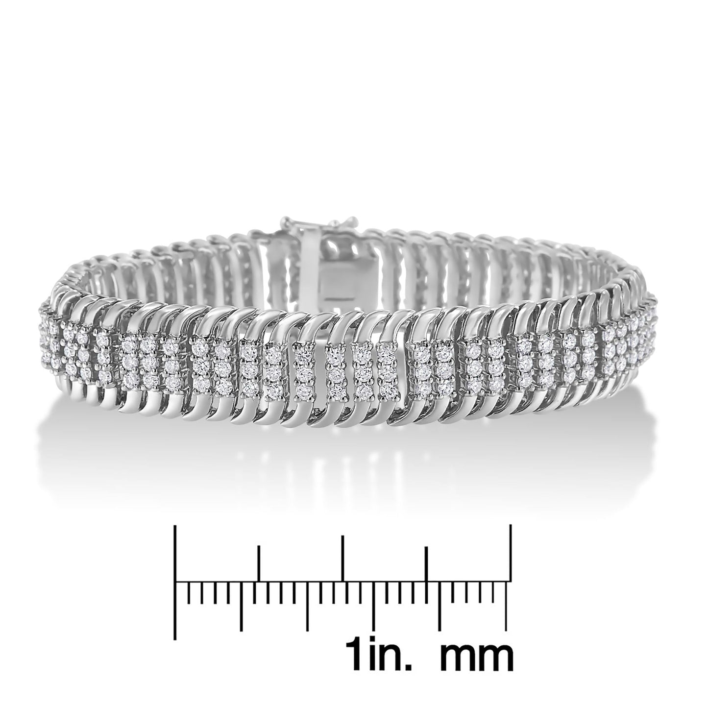 14K White Gold 5.0 Cttw Round Brilliant Cut Diamond 7" S Wave Serpenti - The Sparkling Squirrels & Co.