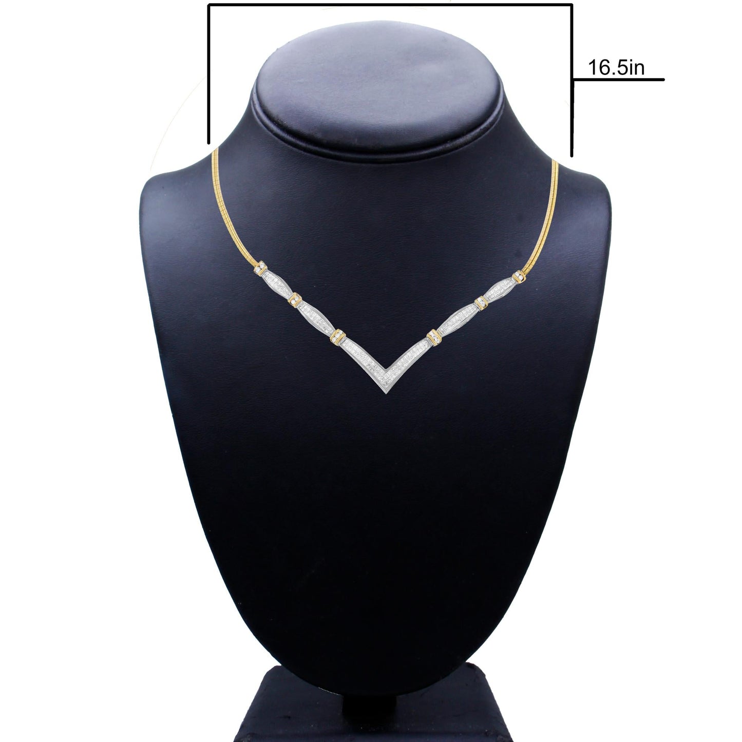 14K Yellow and White Gold 3.00 Cttw Round and Princess Cut Diamond "V" - The Sparkling Squirrels & Co.
