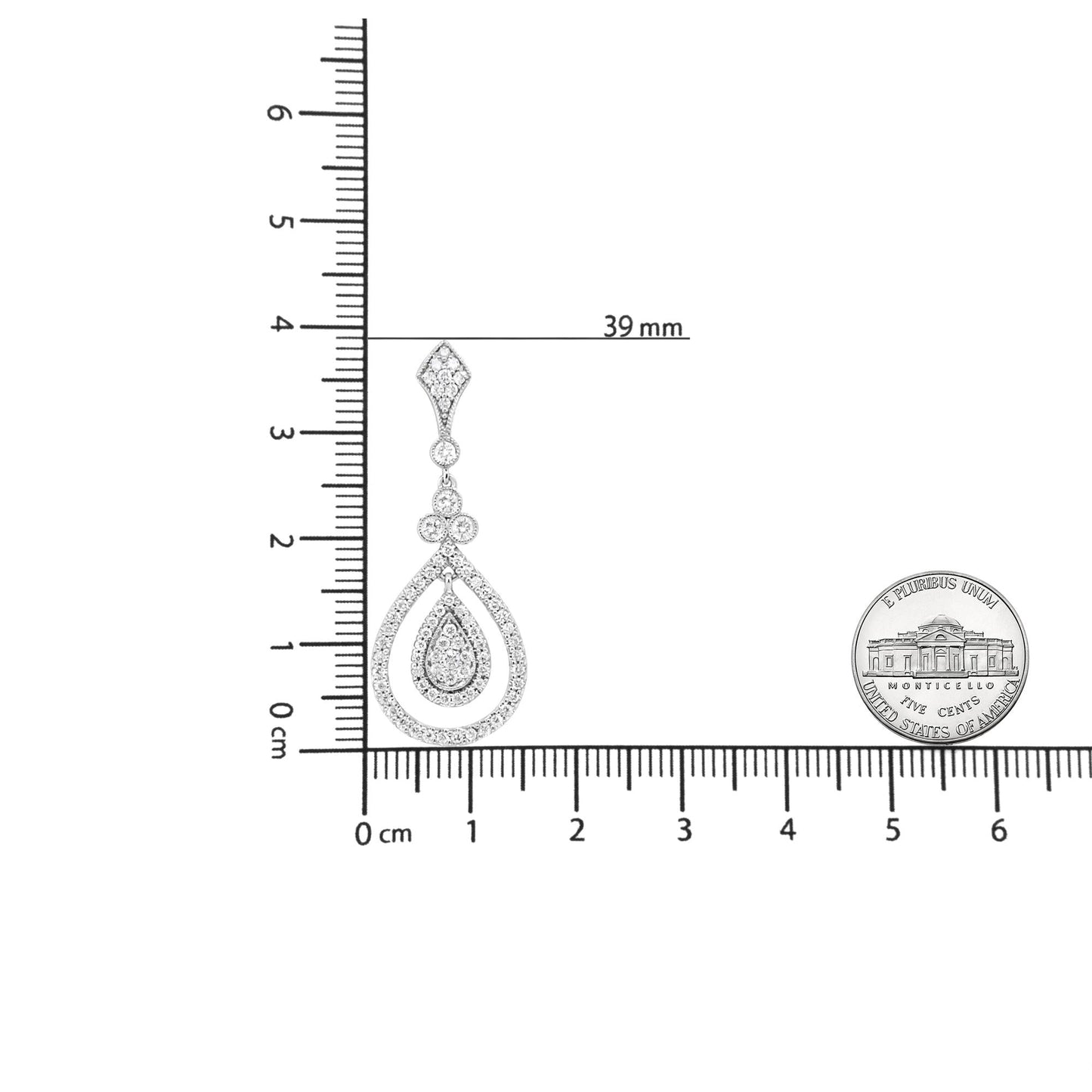 18K White Gold 1 1/4 Cttw Round Diamond Openwork Teardrop-Shaped Dangl - The Sparkling Squirrels & Co.