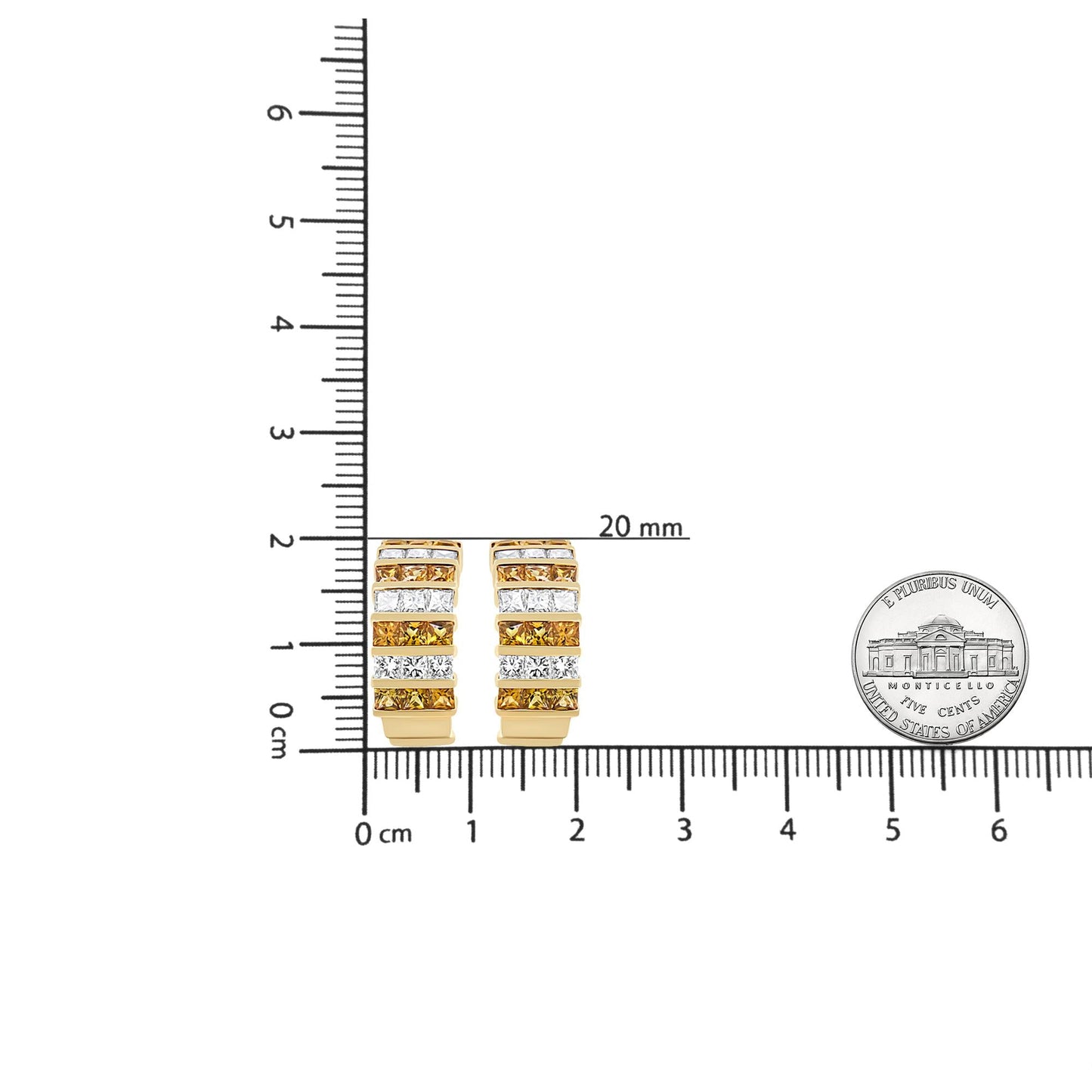 18K gul guld 1 3/4 Cttw usynligt sæt Princess Cut diamant og 2,5 mm gul safir Huggie Hoop øreringe (FG farve,