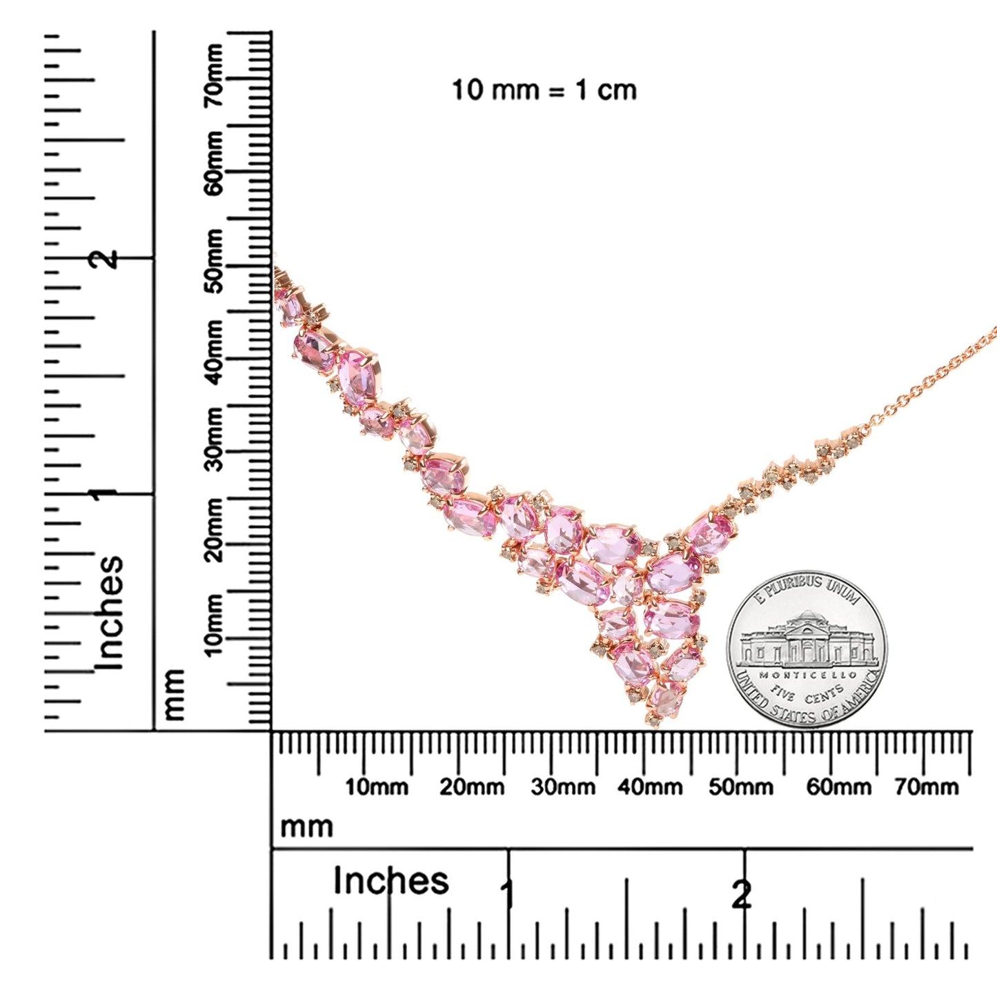 18K Rose Gold 1/2 Cttw Brown Diamond and Multi-Size Oval Pink Sapphire - The Sparkling Squirrels & Co.