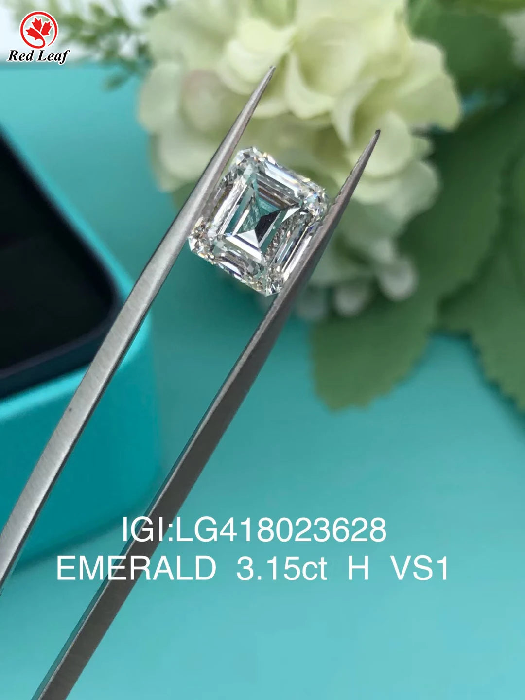 Redleaf Diamond IGI GIA Certificate 1CT 2 Carat Emerald Cut Loose Synthetic Lab Created HPHT CVD Lab Grown Diamond