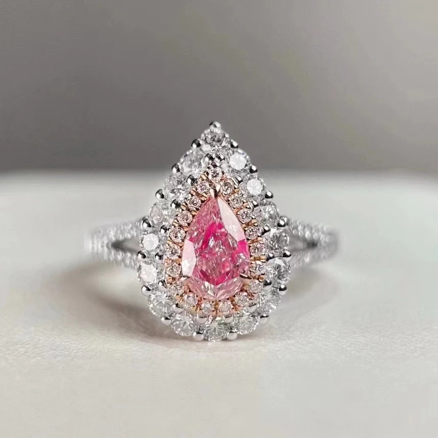 SGARIT Fine Jewelry 5.26g 18k Gold 0.528ct Fancy Pink Real Diamond Ring Jewellery for Woman Engagement Wholesale