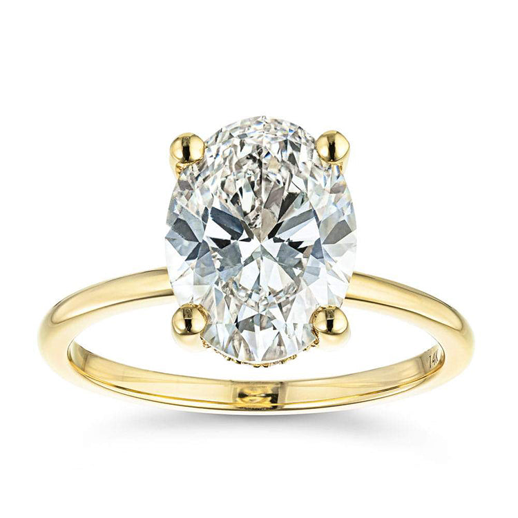 SGARIT 精美珠宝 18K 金 3.00 克拉实验室钻石戒指 CVD HPHT 椭圆形光环奢华女士订婚戒指