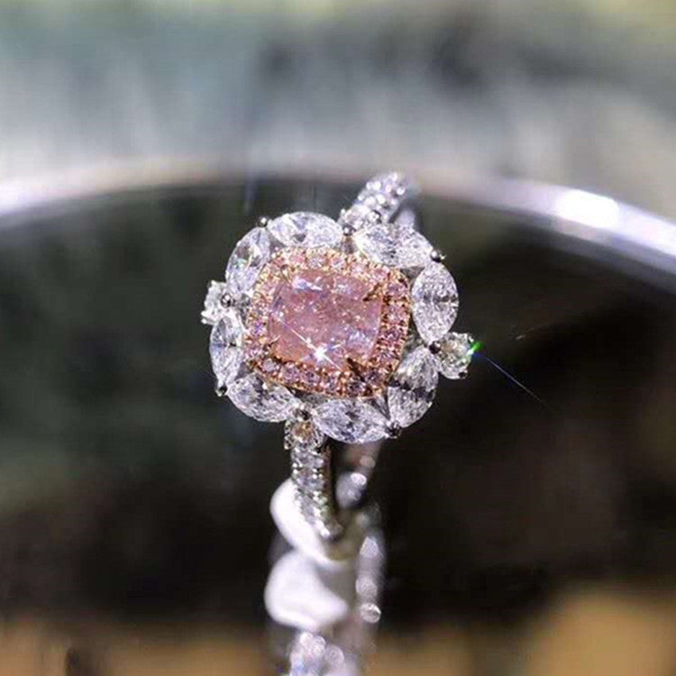 SGARIT - Anello con diamanti di alta qualità certificati GIA, in oro 18k, SI1, colore rosa chiaro, marrone, 0,5 ct.