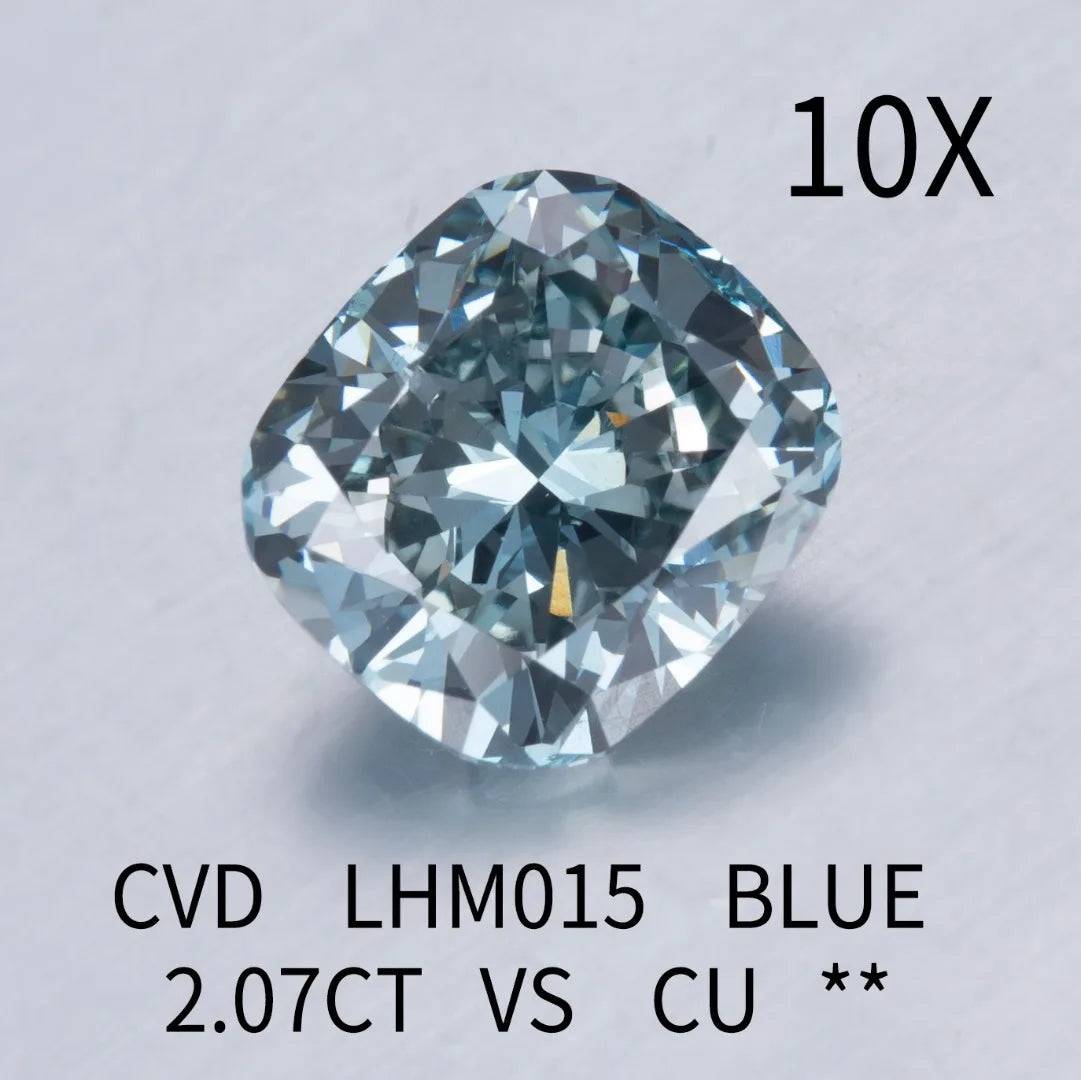 1ct 2ct Cushion Fancy Color CVD Lab Grown Blue Diamond