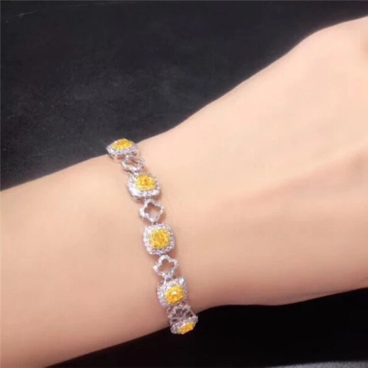 Bracciale di diamanti gialli naturali da 0,861 ct all'ingrosso, gioielli da sposa di lusso in oro 18k