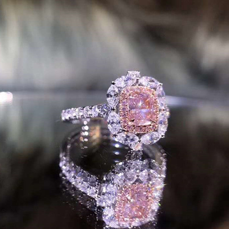 SGARIT - Anello con diamanti di alta qualità certificati GIA, in oro 18k, SI1, colore rosa chiaro, marrone, 0,5 ct.