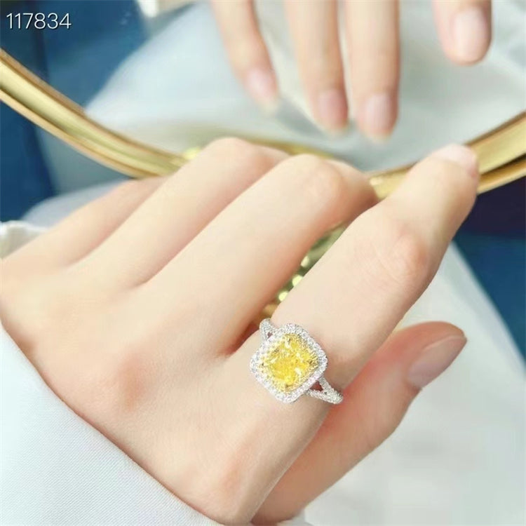 Sgarit Jewelry Manufacturer Custom Jewelry Wholesale Price 1.001Ct-1.037Ct Genuine Yellow Diamond Rings Wedding 18K Gold Jewelry