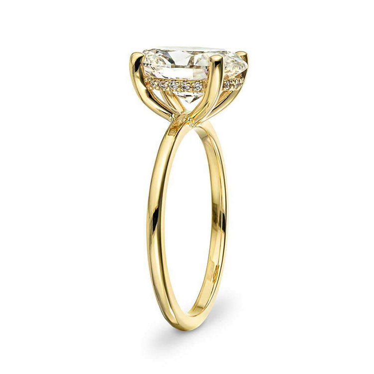 SGARIT 精美珠宝 18K 金 3.00 克拉实验室钻石戒指 CVD HPHT 椭圆形光环奢华女士订婚戒指
