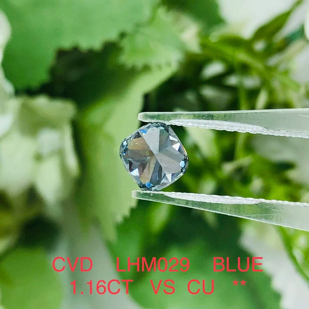 1ct 2ct Cushion Fancy Color CVD Lab Grown Blue Diamond