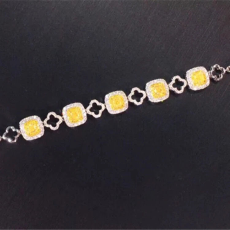 Bracciale di diamanti gialli naturali da 0,861 ct all'ingrosso, gioielli da sposa di lusso in oro 18k